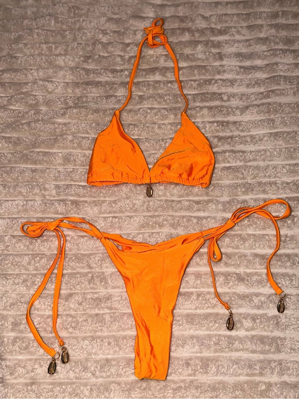 Women's Orange Tie-Side Bikini Set - Bright Orange Swimwear